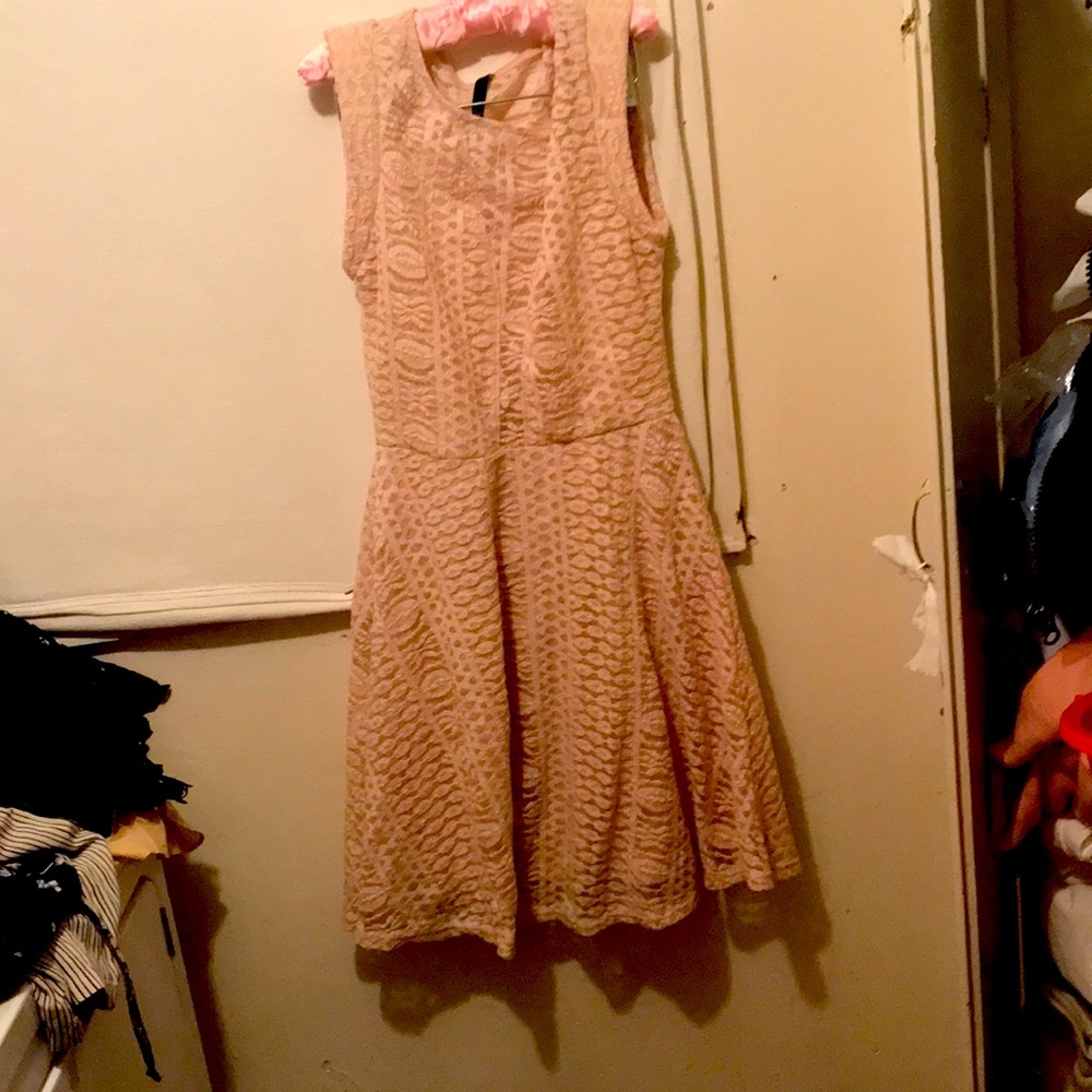 Nude lace mini dress